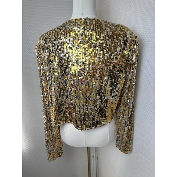 Anna Kaci Shiny Sequin Long Sleeve Glitter Cropped Blazer Bolero Shrug XXL $62 - Picture 9 of 12
